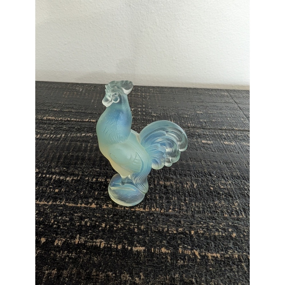 Sabino Glass France Opalescent Rooster Figurine - Signed 1930s Art Deco 3.5" - Picture 4 of 8